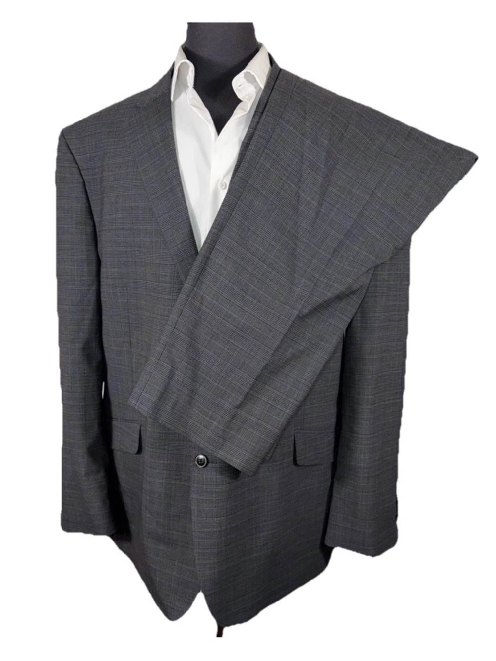 BIG & TALL JOSEPH ABBOUD GRAY PLAID SUIT SZ 50L 44X30